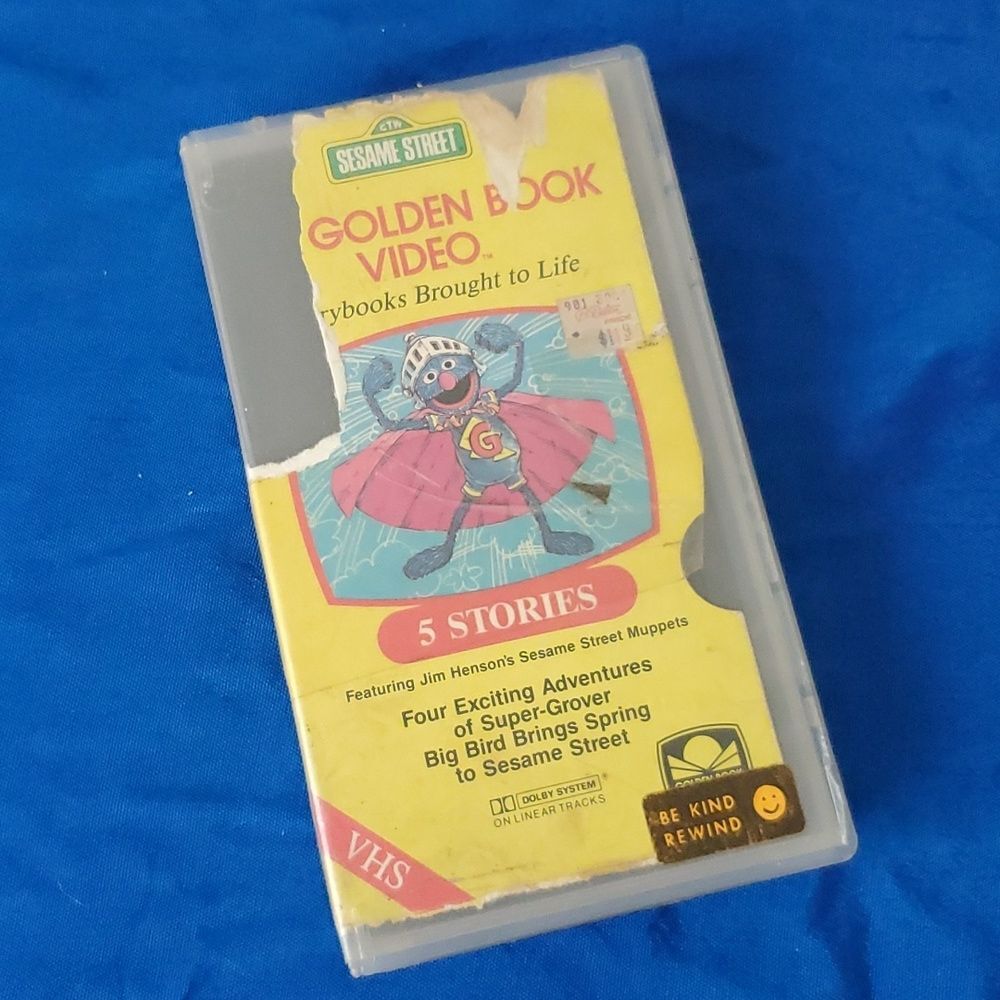 Vintage Sesame Street VHS Golden Book 5 Stories Super Grover Retro Untested